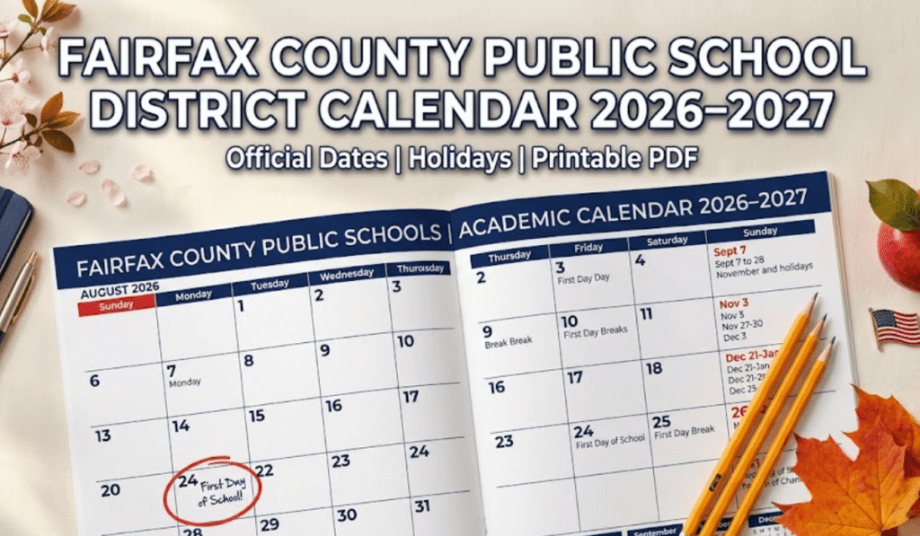 Fairfax County Public School District Calendar 2026-2027 Printable PDF