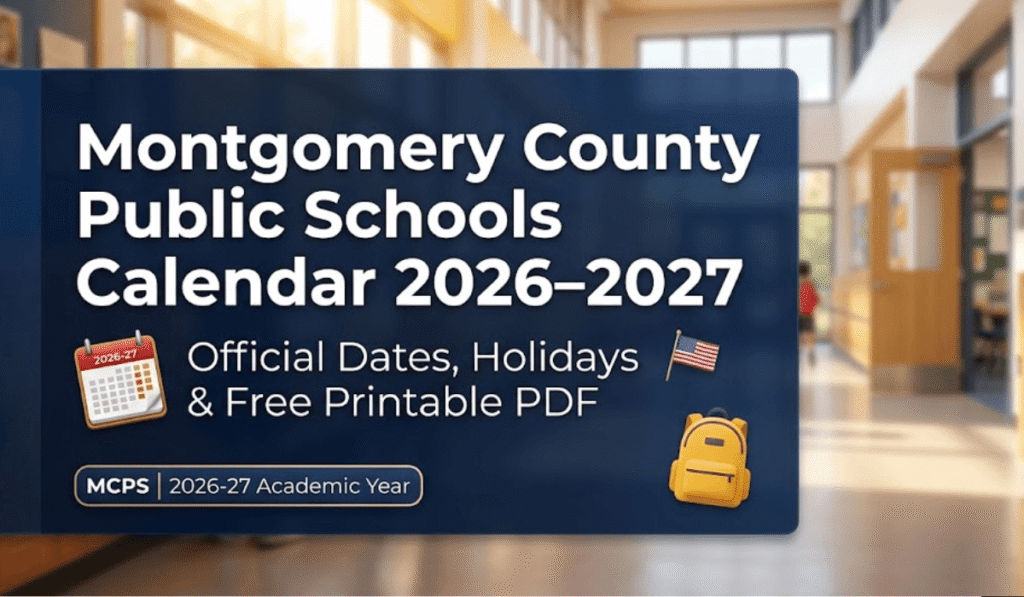 Montgomery County Public Schools Calendar 2026-2027 Printable PDF