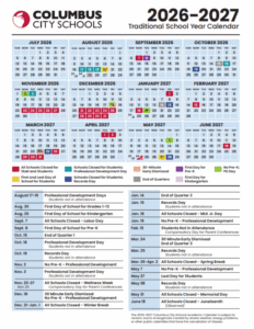 Columbus City School Calendar 2026–2027 | Printable PDF