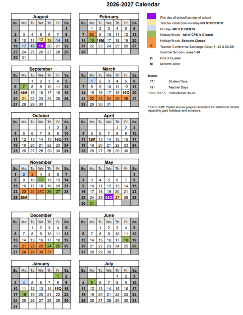 Cincinnati Public School Calendar 2026-2027 | Official Dates & Holidays