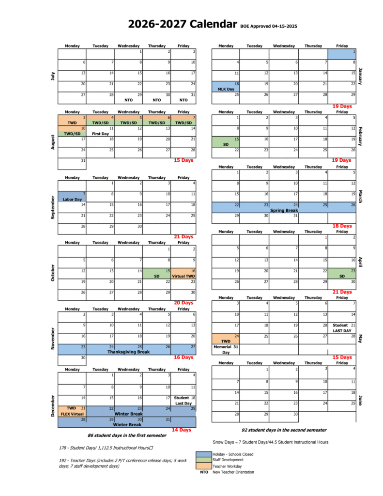 Bentonville Schools Calendar 2026-2027 | Printable PDF