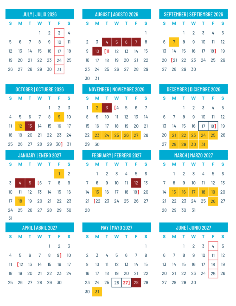 Irving ISD Calendar 2026–2027 | Printable PDF