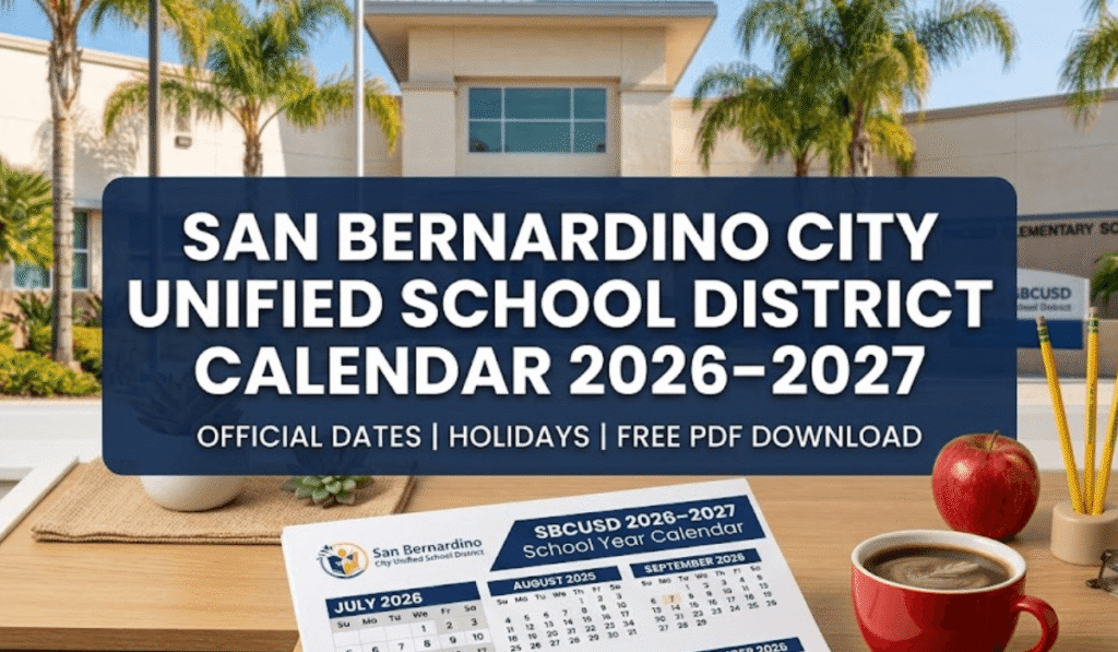 San Bernardino City Unified School District Calendar 2026-2027 | Printable PDF