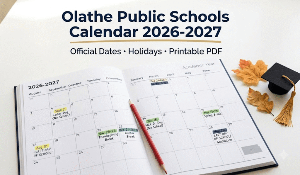 Olathe Public Schools Calendar 2026-2027 | Printable PDF