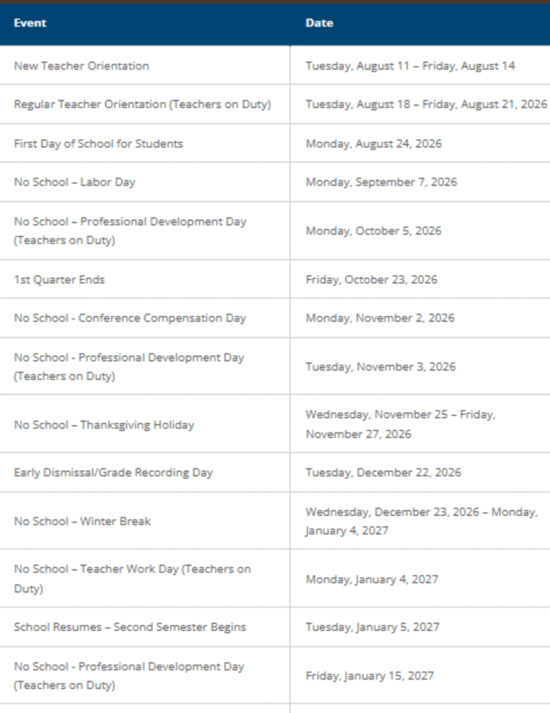 Rockwood School District Calendar 2026-2027 | Printable PDF
