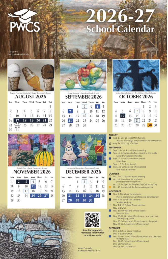 Prince William County Schools Calendar 2026-2027 | Printable PDF